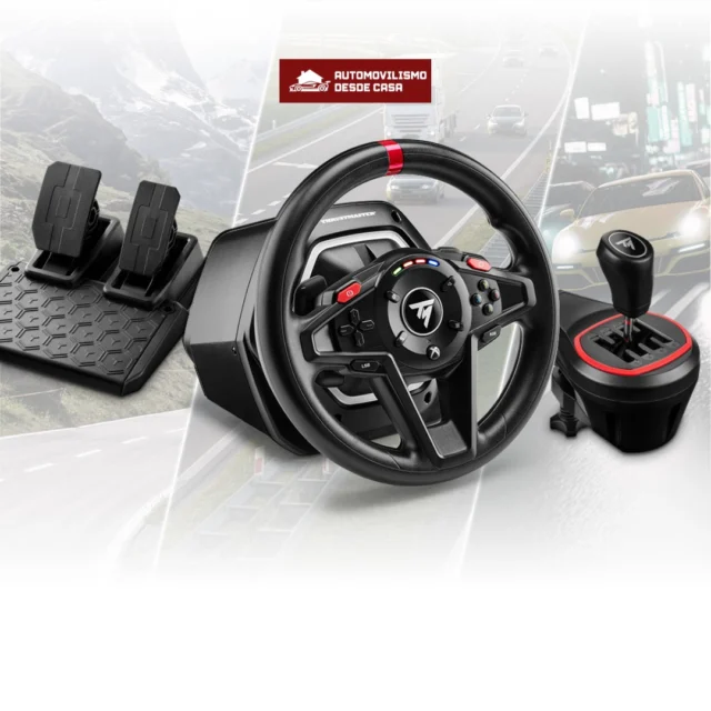 🕹️🏁 ¡Conduce, cambia y acelera como en la vida real!  El Pack T128 Shifter de Thrustmaster combina volante con Force Feedback, pedales magnéticos y cambio manual TH8S para una experiencia de simracing inmersiva y precisa. Compatible con Xbox y PC, su sistema de anclaje rápido y diseño ergonómico te permiten sentir cada curva y marcha con realismo total