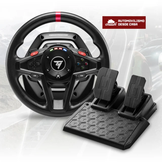 🕹️ Siente cada curva como nunca antes. El Pack T128 Shifter de Thrustmaster combina volante con Force Feedback, pedales magnéticos y cambio manual en H: precisión, realismo y control absoluto compatibles con Xbox y PC. ¡Da el salto al control profesional y a la máxima diversión!